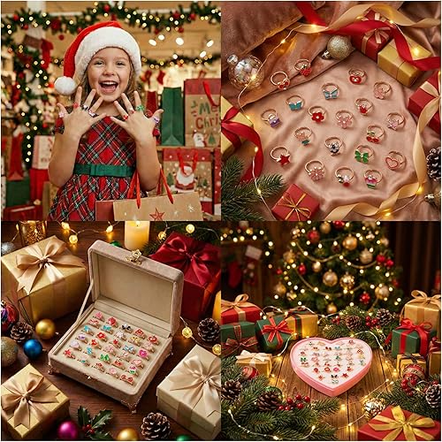 Miniatura 8 de 36pcs Little Girl Alloy Jewelry Rings, Adjustable, No Duplication Kids Play Ring in Box,Pretend and Dress Up Rings for 4-12 Year Old Girls Birthday