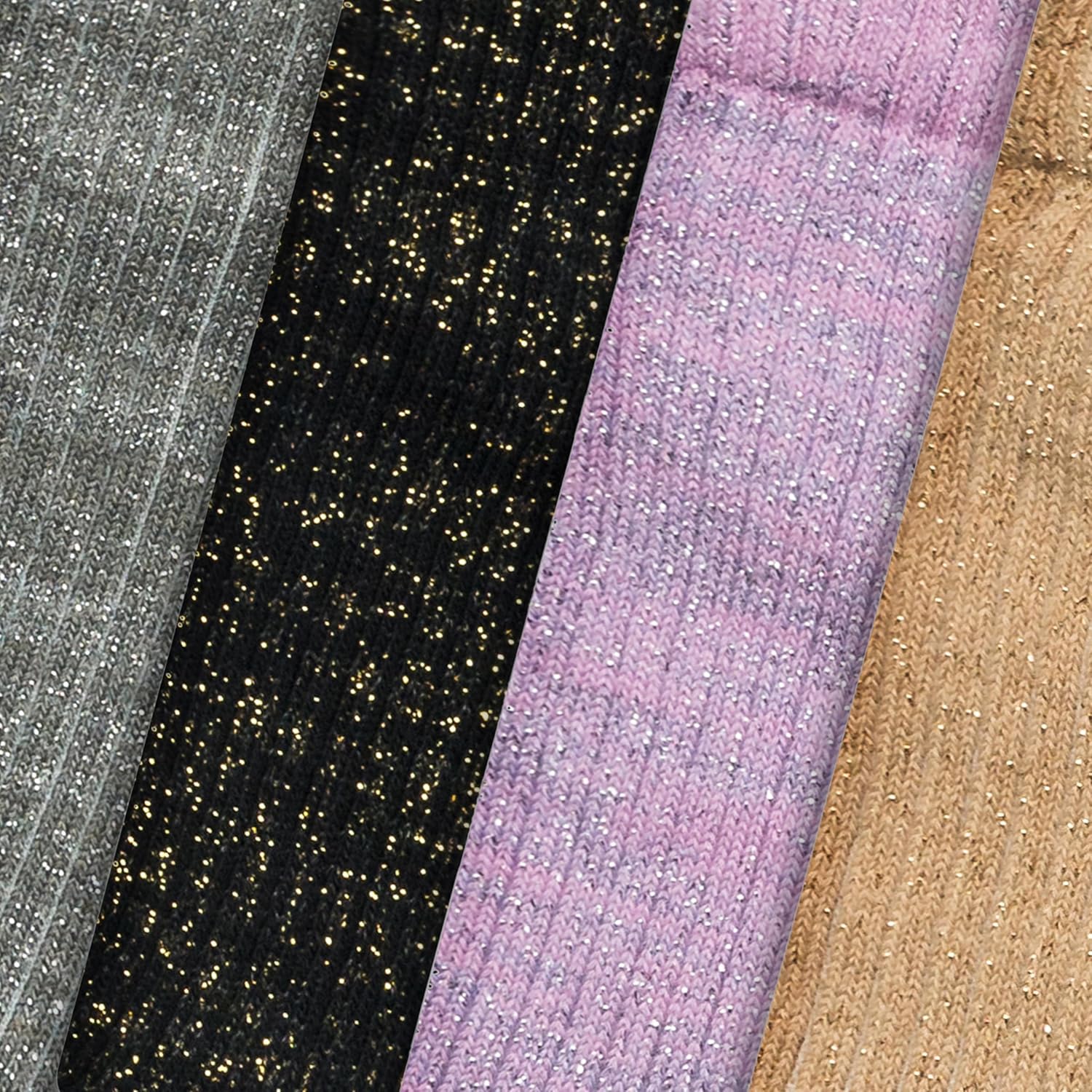 RAFRAY Women's Glitter Socks Crew Length, Premium Shiny Sparkly Socks in Gift Box, 4 Pairs, Size US W: 5-9.5 EU: 36-40 - Image 3