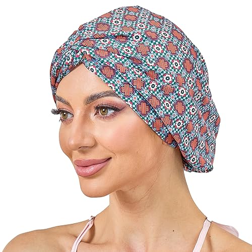 Miniatura 94 de Gorro de satén de seda ajustable para envolver el cabello para dormir, gorro de dormir de doble capa, turbante nocturno para cabello largo y rizado