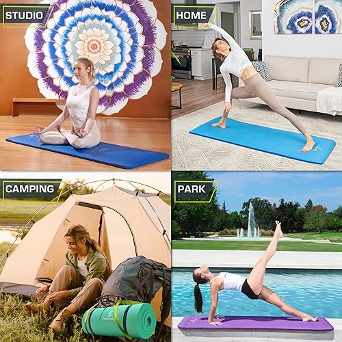 Miniatura 4 de ProsourceFit Alfombrilla extra gruesa de yoga y pilates de  pulgada (0.512 in), 71 pulgadas de largo y alta densidad con espuma cómoda y correa de