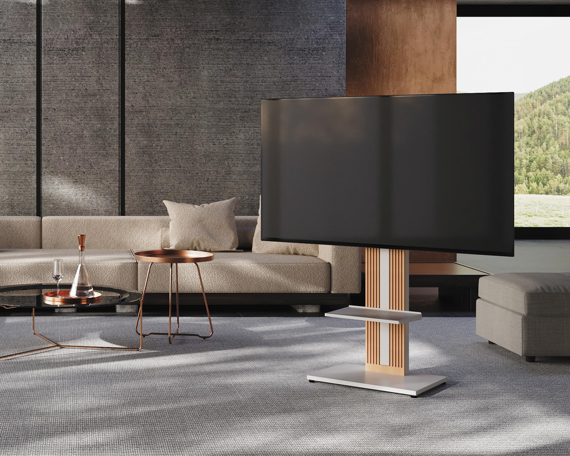 FITUEYES Estante para Soporte de TV de pie Serie Zen Serie Cantor cargable hasta 10 kg Blanco