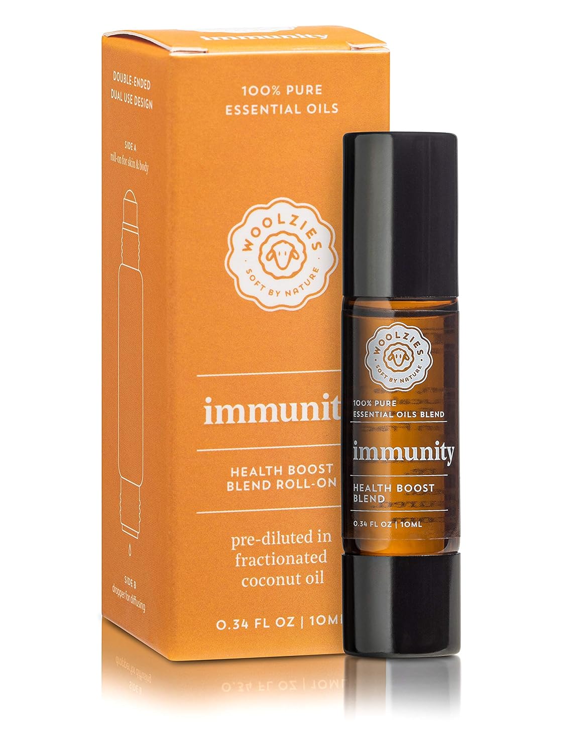 Woolzies Immunity Blend Double-Sided Essential Oil | Dual Use Design Roll-on for Skin & Body + Dropper for Diffusing | 10 ML