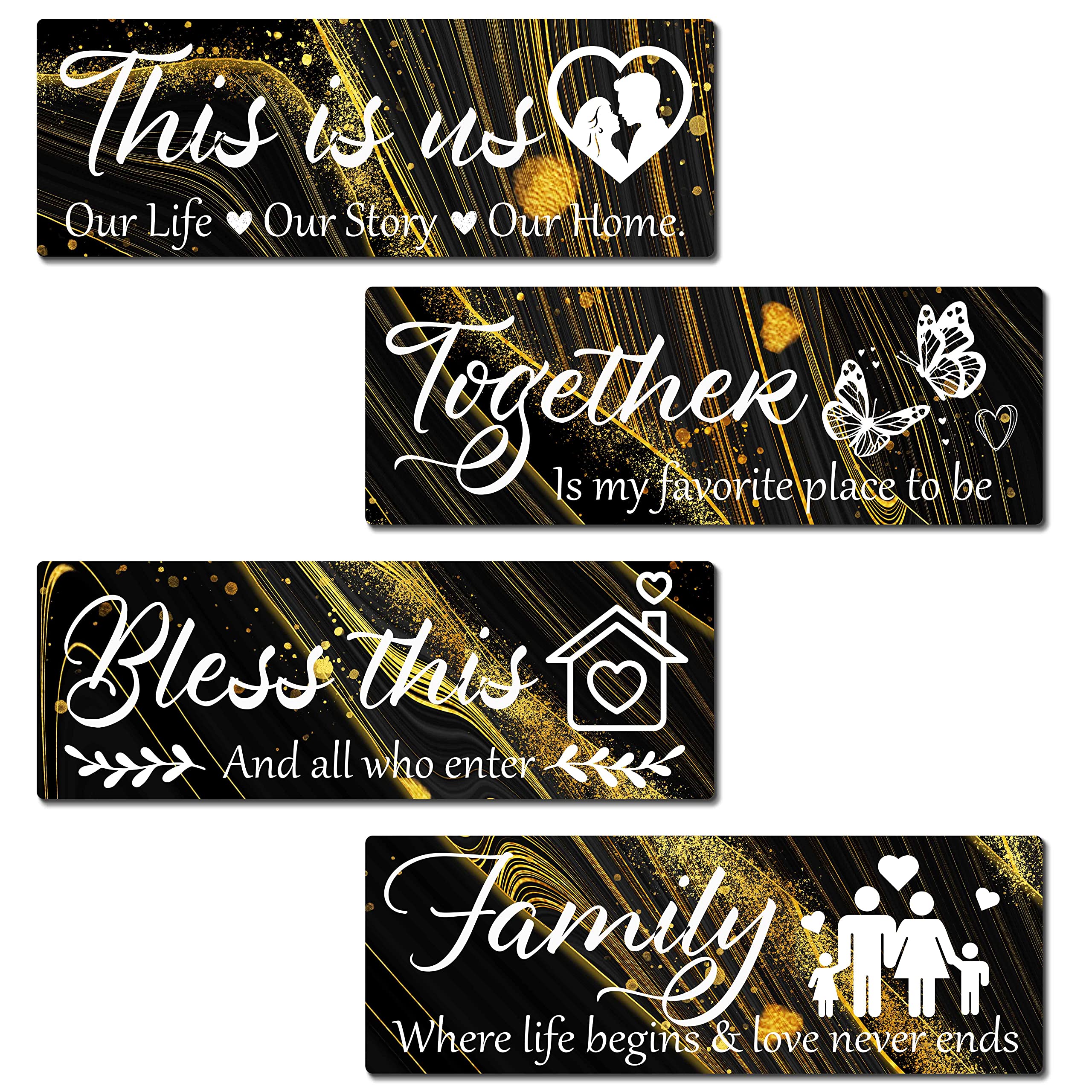 Hrency 4 Pieces Wall Decor Signs Living Room Decor Farmhouse Home Decor