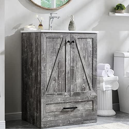 24" Farmhouse Bathroom Vanity with Sink, Modern Standing Bathroom Vanity