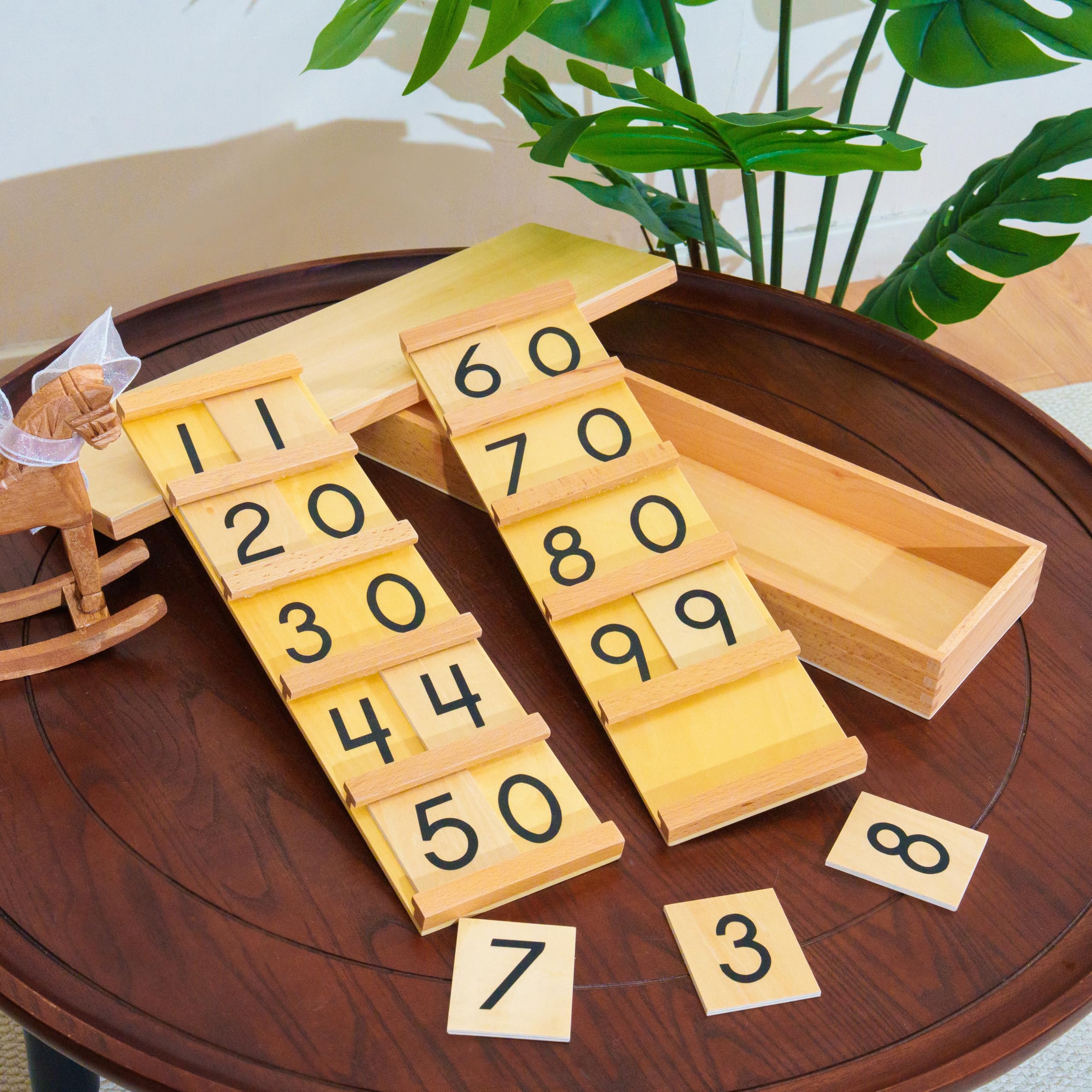 Montessori materiały matematyczne – drewniana zabawka edukacyjna do liczb i liczb, przedszkola i szkoły podstawowej, domowej i klasy od 3 lat (Montessori Seguin Tablica A i B)
