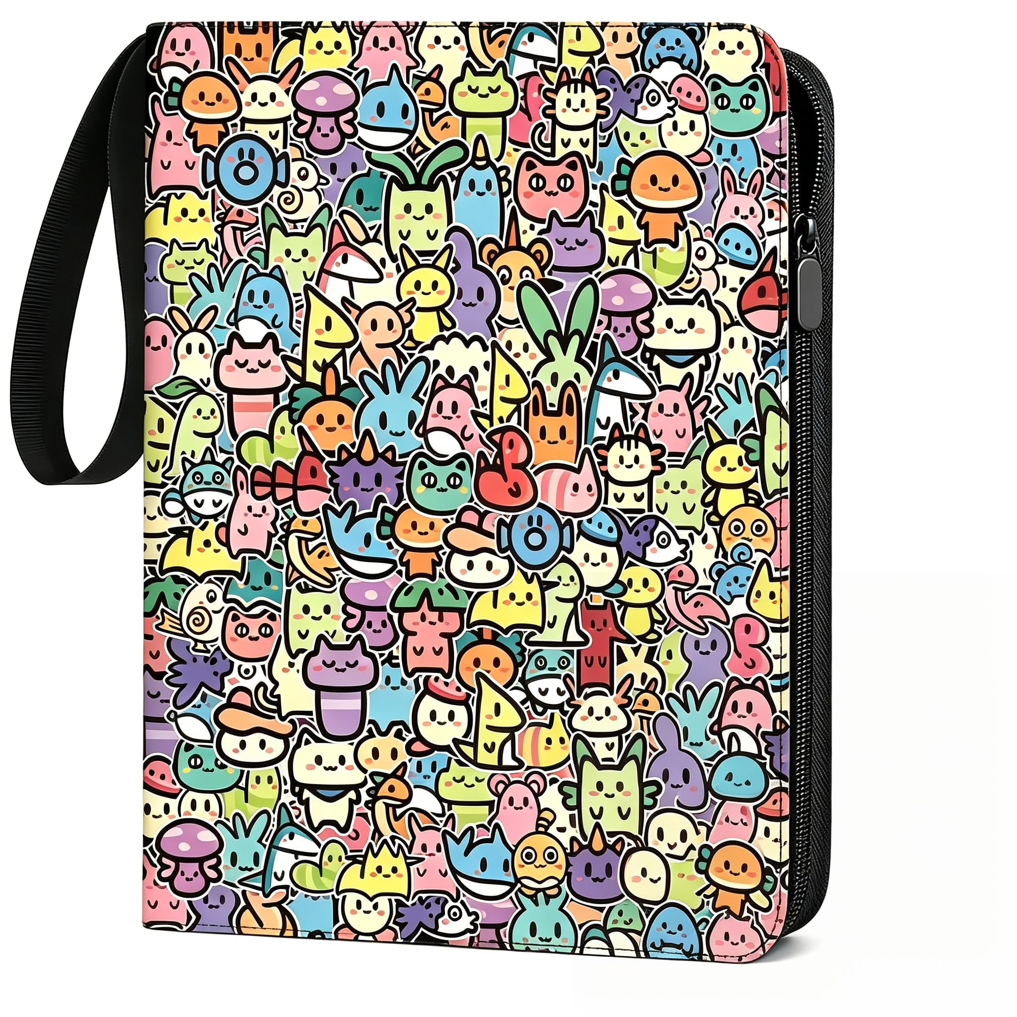 4 Pocket Card Binder Holds 440 Cards, Trading Card Binder Folder with 55 Double-Sided Removable Sleeves, PU Trading Card Binder, Portable Card Folder with Zipper