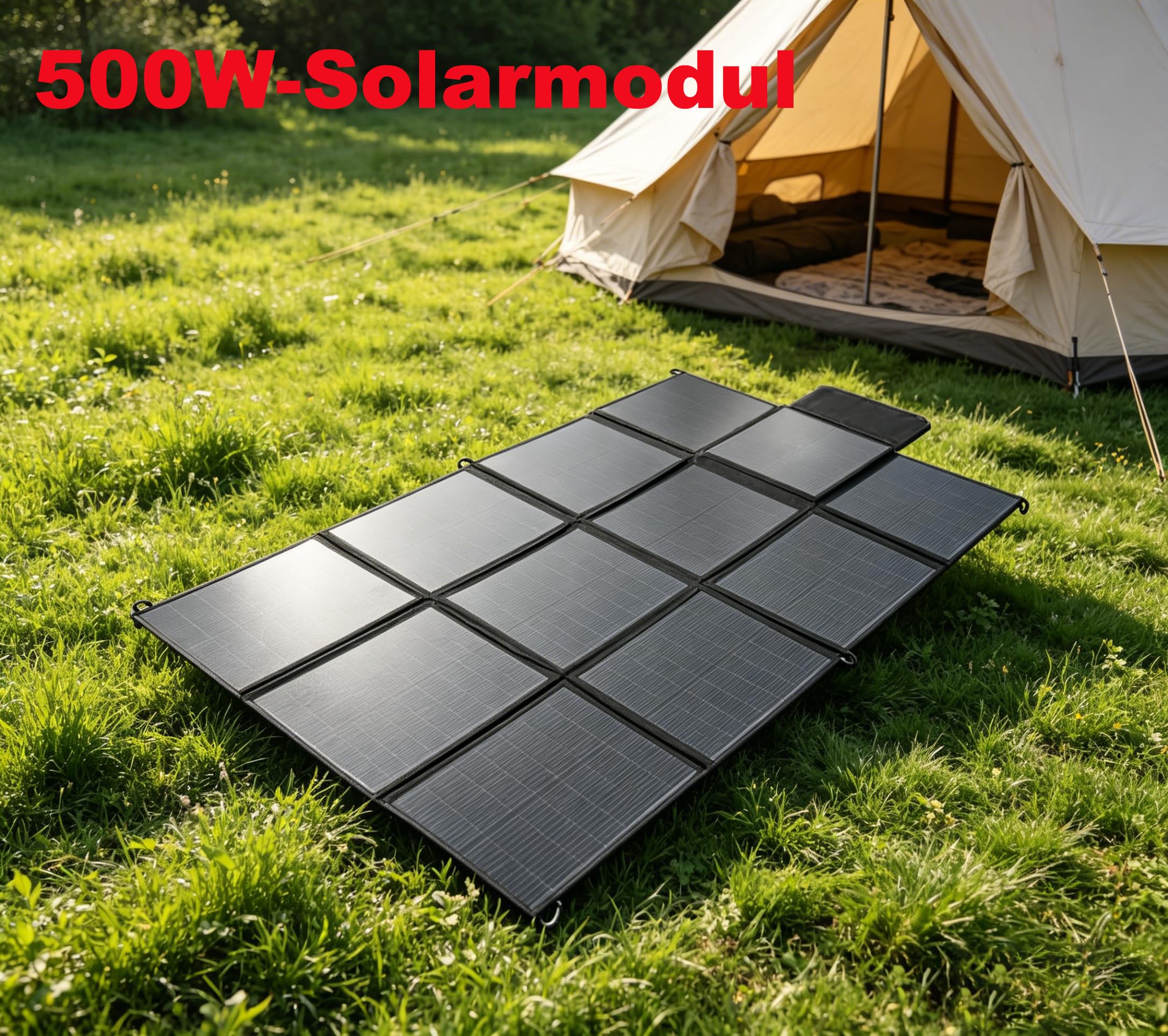 Faltbares Solarpanel 500W Solar-Ladegerät IP67 Wasserdicht und Staubdicht Hohe Ausgangskonversionseffizienz 22.5% Tragbares Ladegerät Solarstrom Solarpanel Camping Outdoor Notstromversorgung