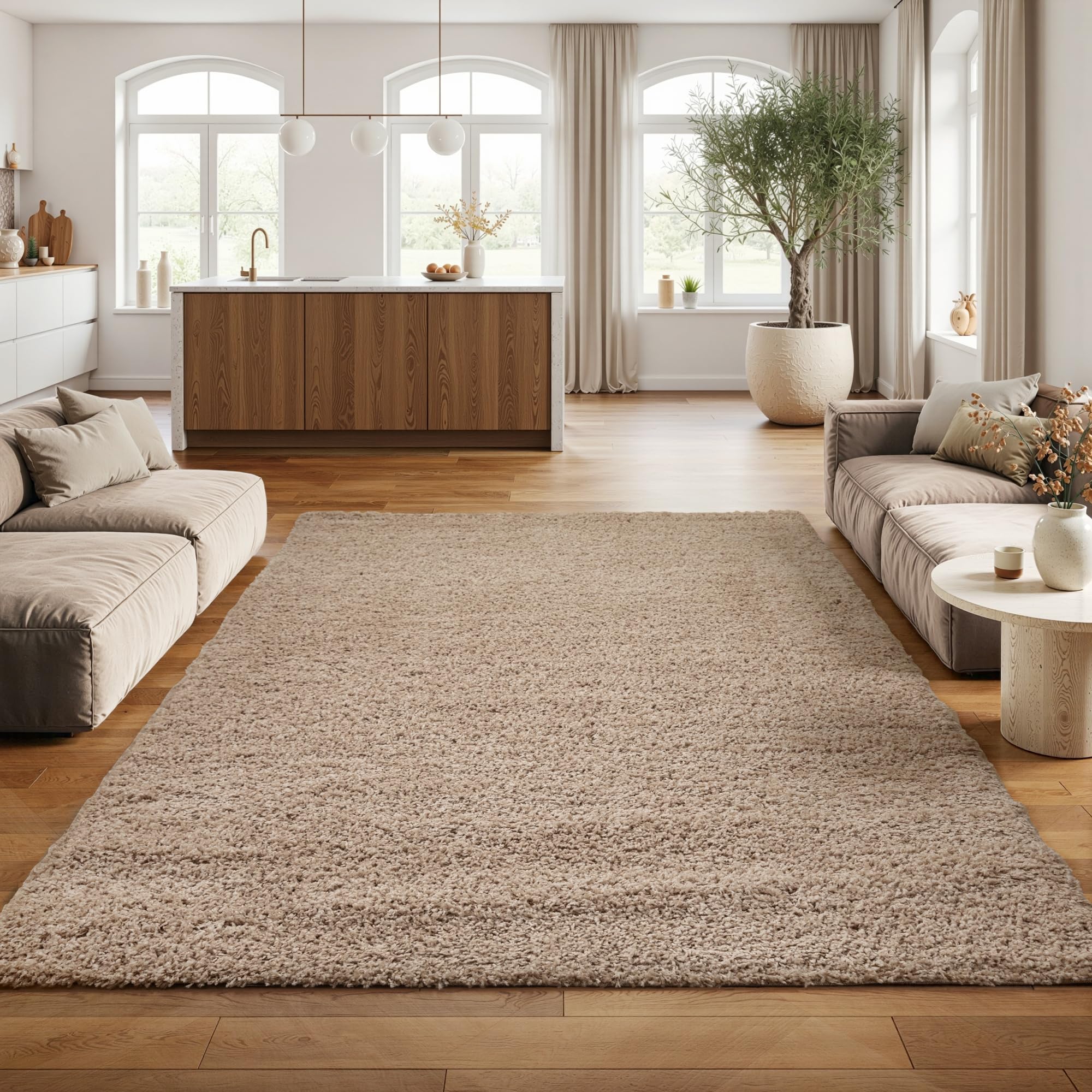SOANNY hoogpolig vloerkleed voor de woonkamer, wasbaar, antislip en pluizig, groot