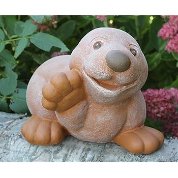 Steinfigur Maulwurf liegend Terrakotta, Garten, Deko, Stein, Figur