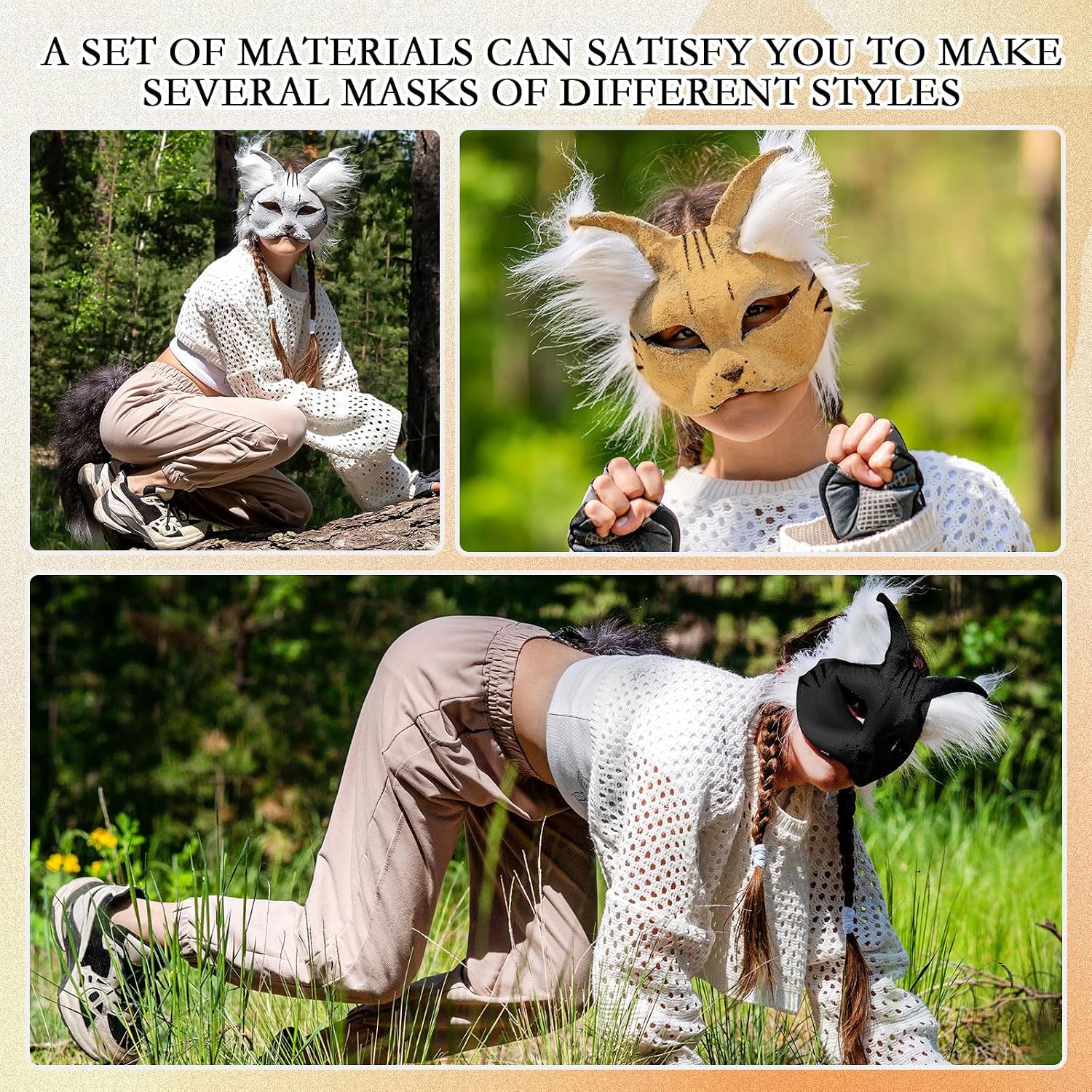 Seenelling Therian Cat Mask Kit DIY Blank Bases