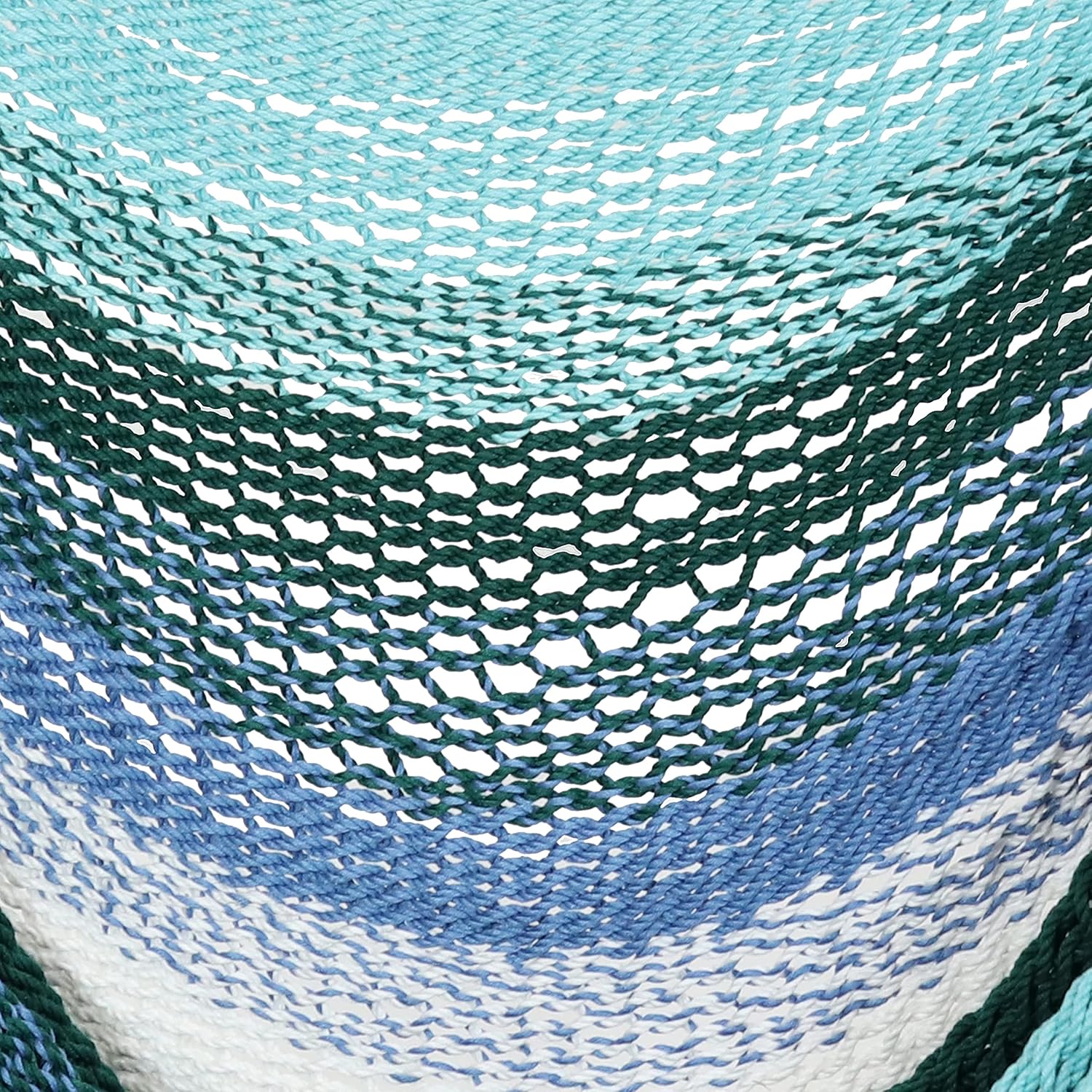 Sunnydaze Caribbean XL Hanging Outdoor Hammock Chair - Soft-Spun Polyester Rope - 300-Pound Capacity - Lagoon Stripes Blue
