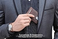 Vista 2 de SERMAN BRANDS RFID Blocking Slim Bifold Genuine Leather Minimalist Front Pocket Wallets for Men with Money Clip Thin Mens