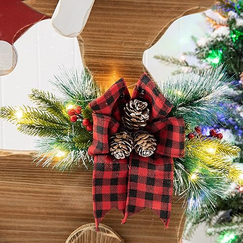 Miniatura 5 de Glitzhome - Letrero de madera de 36 pulgadas de alto, diseño de reno grueso de pie, decoración de bienvenida rústica y navideña para interiores y