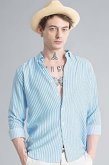 Men's Casual Printed Striped Stylish Latest Formal Shirt for Men