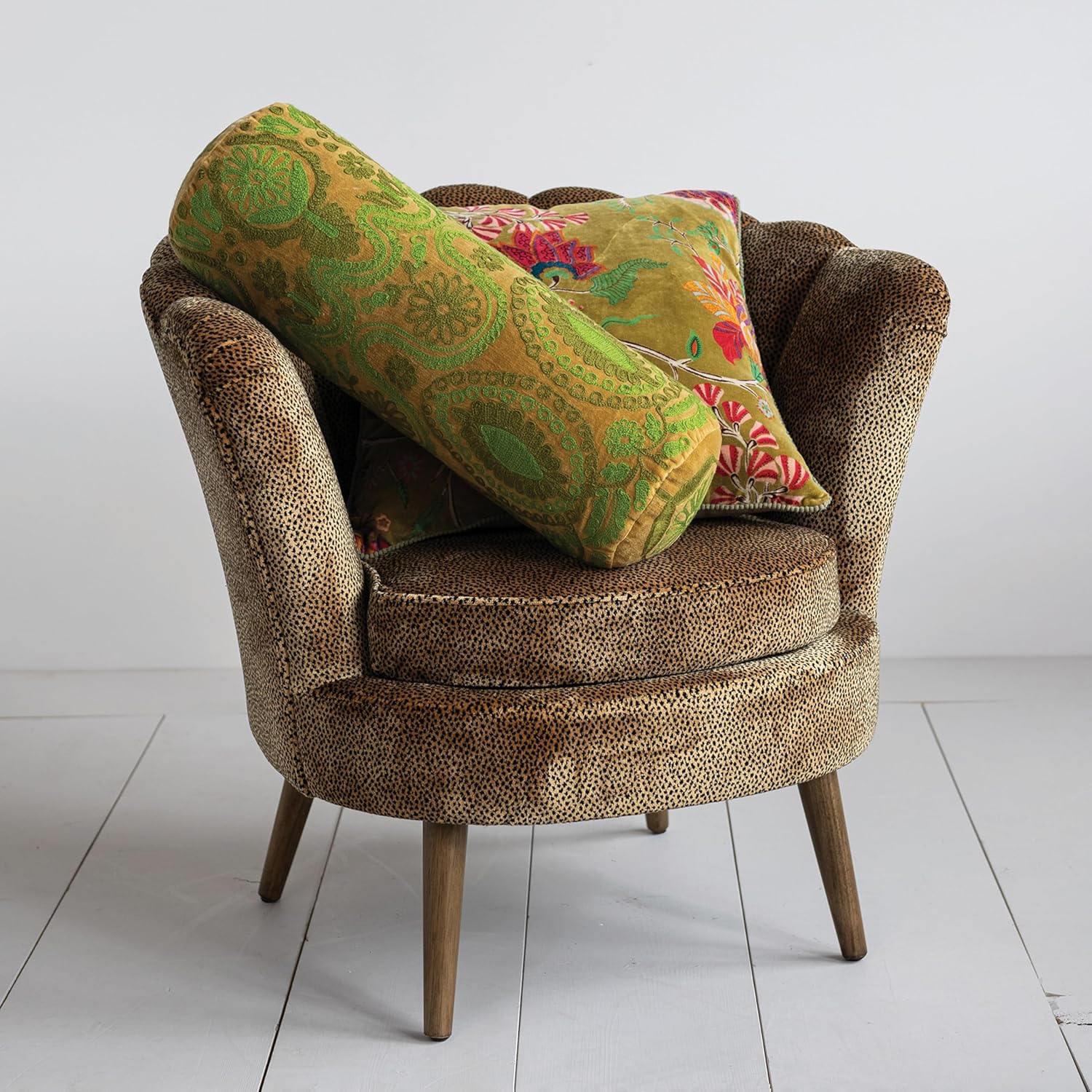 Creative Co-Op Cotton Blend Velvet Printed Pillow with Flowers and Mini Pom Pom Trim, Multicolor - Image 8