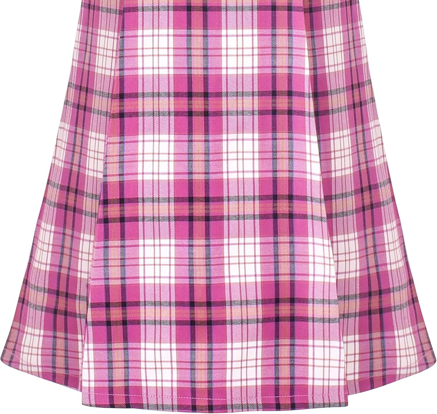 Sunny Fashion Girls Dress Pleated White Black Plaid Collar School Uniform