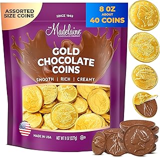Madelaine Gold Chocolate Coins for St. Patrick’s Day - Individually Wrapped Candy Basket Fillers – Assorted Sizes 8 Oz Chocolates Gold Coins - St. Patrick’s Day Candy Holiday Treats & Party Favors