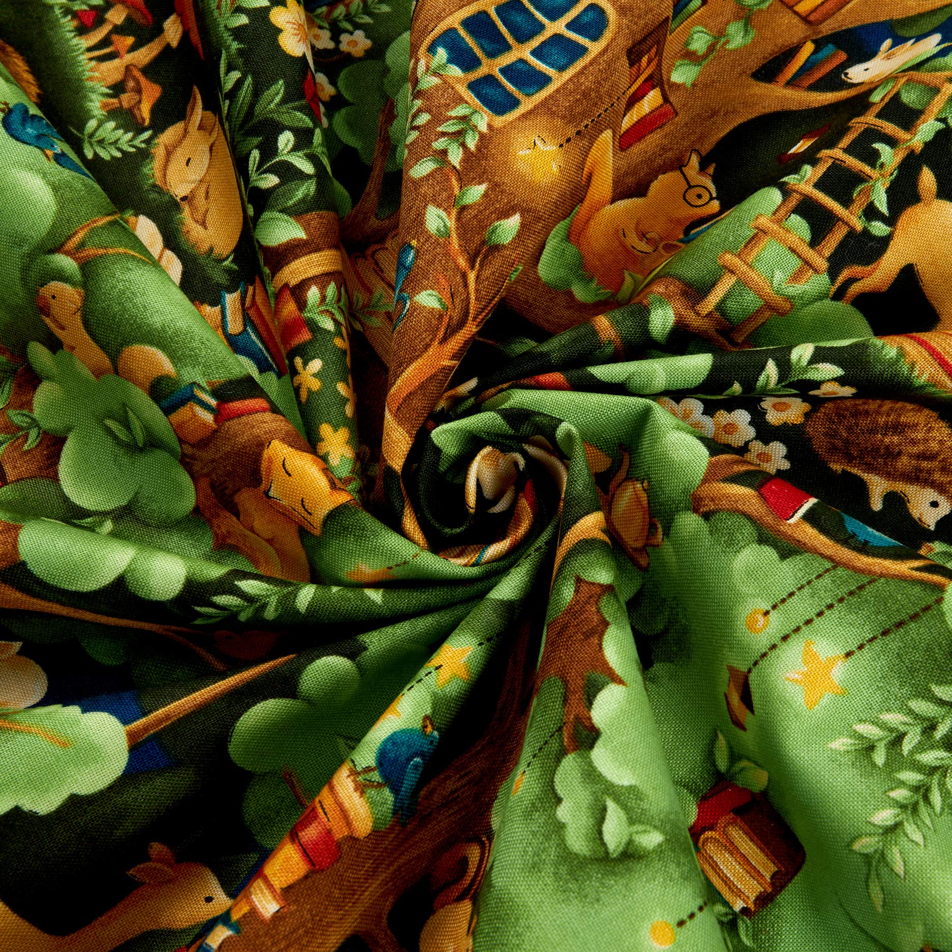 Paintbrush Studios Forest Fables Animal Village Green, Quilting Fabric by the Yard - Image 3