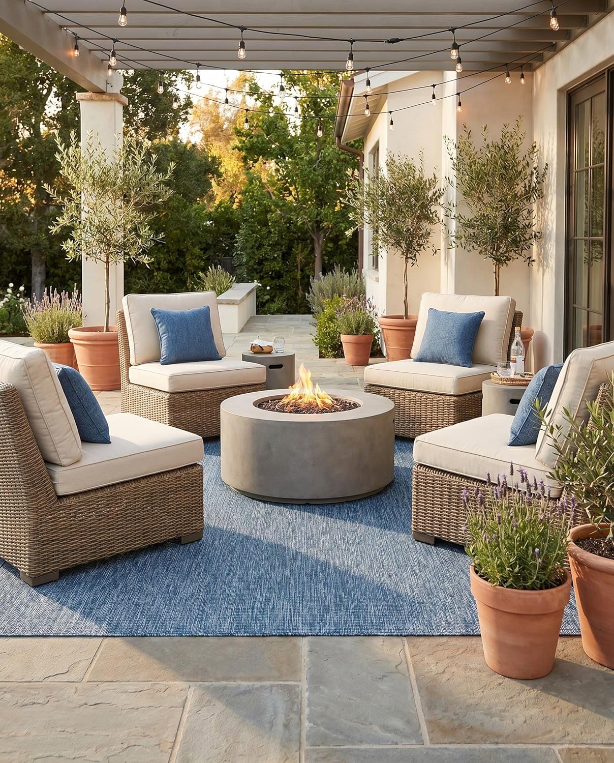 Rugs.com - Outdoor Solid Rug – 8 Ft Square Blue Indoor/Outdoor Rug – Perfect for Patios, Decks, and Porches