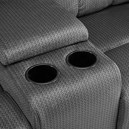 Miniatura 8 de MCombo Zero Gravity RS6234 - Sofá reclinable con consola, masaje de calor y vibración, sofá biplaza reclinable con puertos USB, portavasos para sala