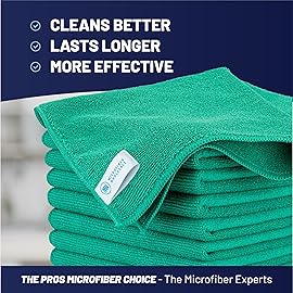 MW Pro Microfiber Cleaning Cloth | Green (12 Pack) | Size 16 x 16 | All Purpose Microfiber Towels - Clean, Dust, Polish, Scrub, Absorbent