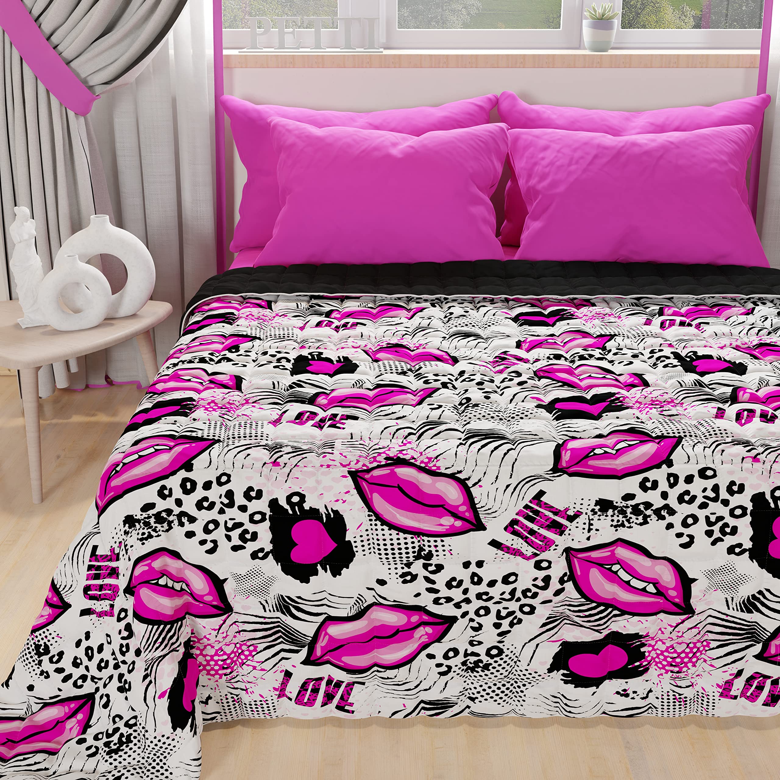 Couette légère 220x260 cm couvre-lit d'été double face blanc de coton