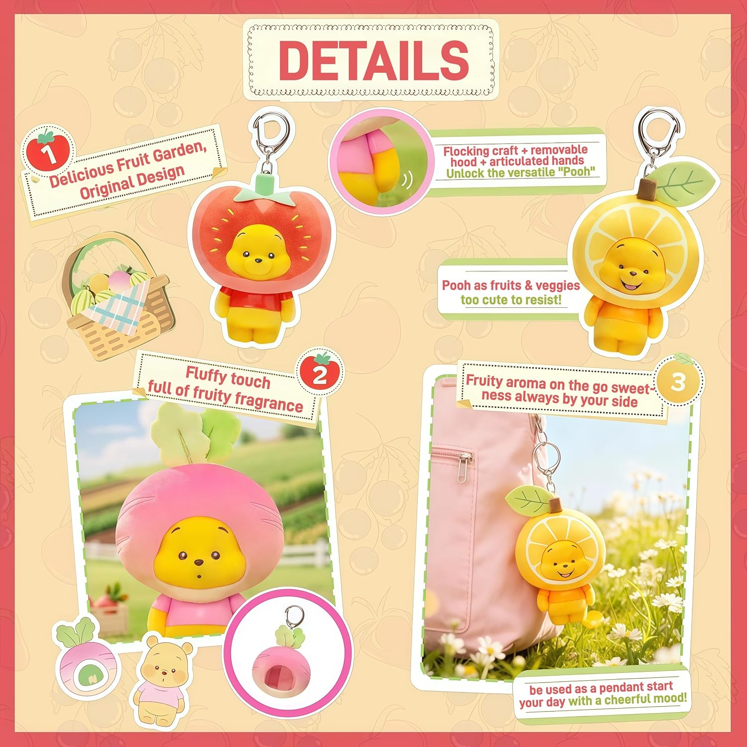MINISO Disney Winnie The Pooh Orchard Series Blind Box, Cute Figurine Collectible, Multicolor, 3x3x5 Inches,Birthday Gift,Random 1pc