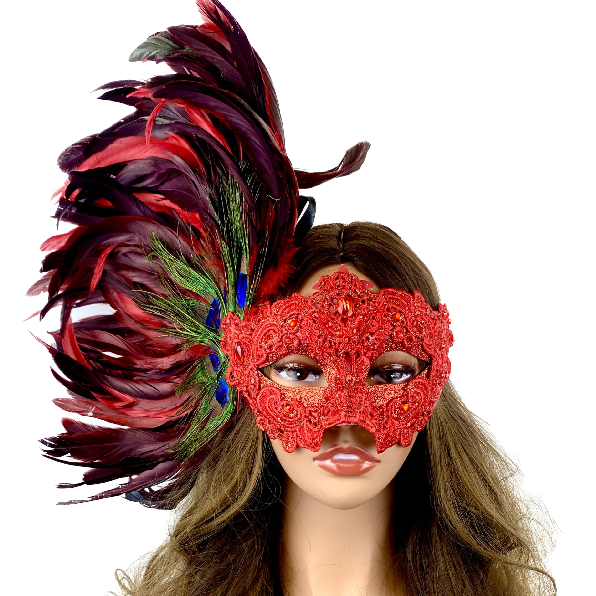 Storm Buy] Women Lady Girls Costume Venetian mask Feather Masquerade Mask Halloween Mardi Gras Cosplay Party Masque For Adult