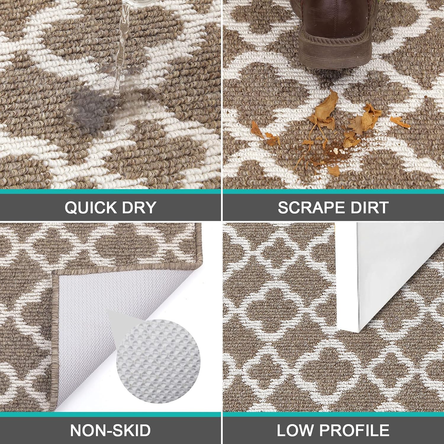 U'Artlines Long Runner Rug for Hallway 2×8feet Non Slip Kitchen Floor Carpet Runners Brown Geometric Pattern Machine Washable Area Rug for Entryway Bathroom 2' x 8' (Runner) Khaki image 5 of 8 B09ZTP56FT