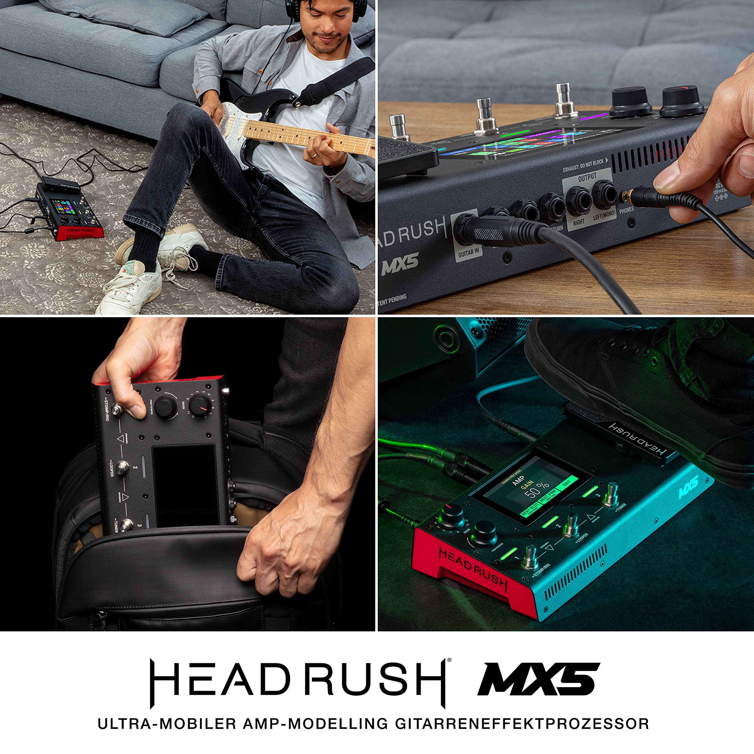 HeadRush MX5 – Multi Effektgerät Gitarrenverstärker/Pedalboard & FX Modeling Prozessor mit Touch Display, Expression Pedal, Looper & Audio Interface