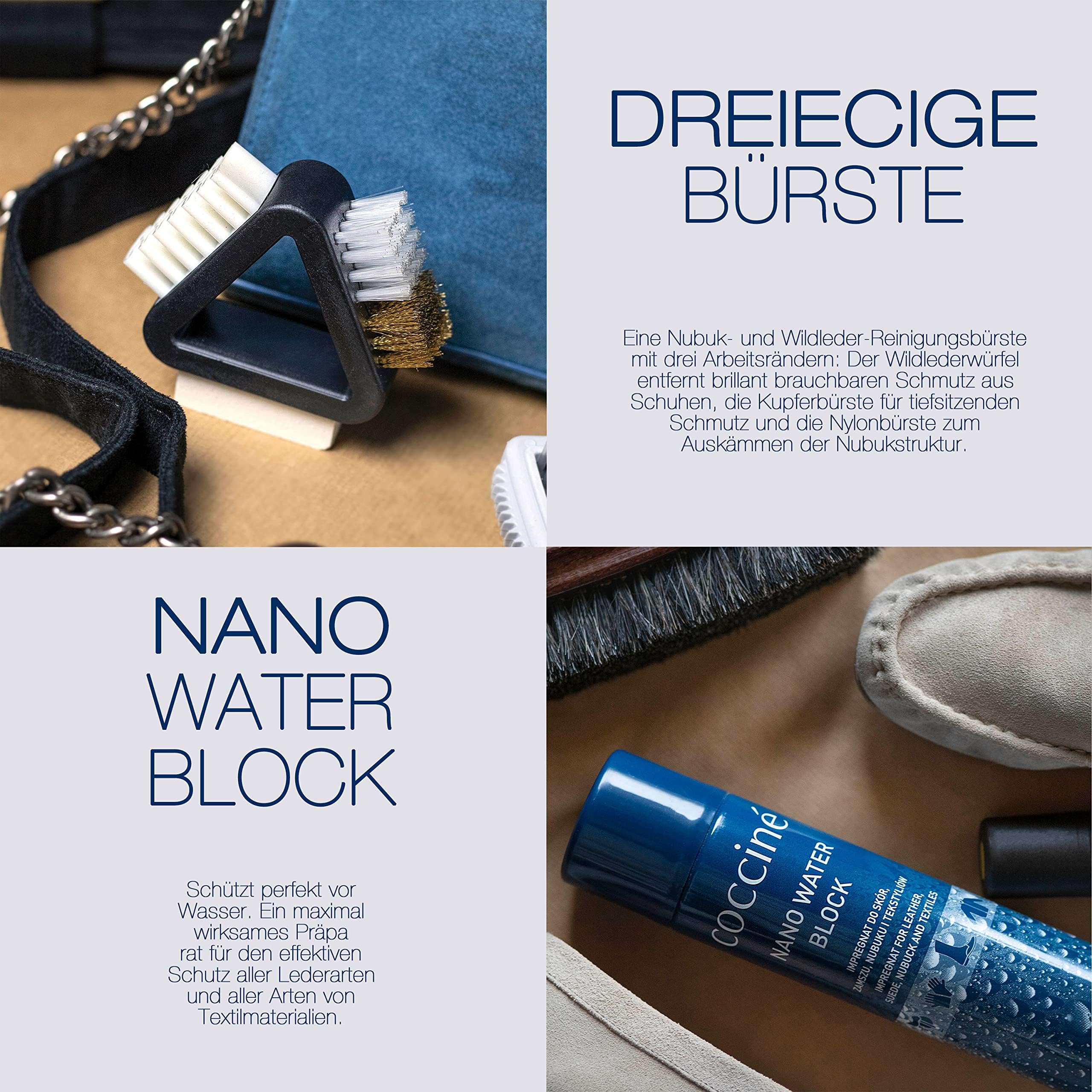 Coccine - Spray Impermeabilizzante per Camoscio e Nabuk 400 ml con Spazzola 3 in 1, Kit di Impermeabilizzazione e Pulizia Scarpe, Protezione Idrorepellente, Eliminazione dello Sporco Secco