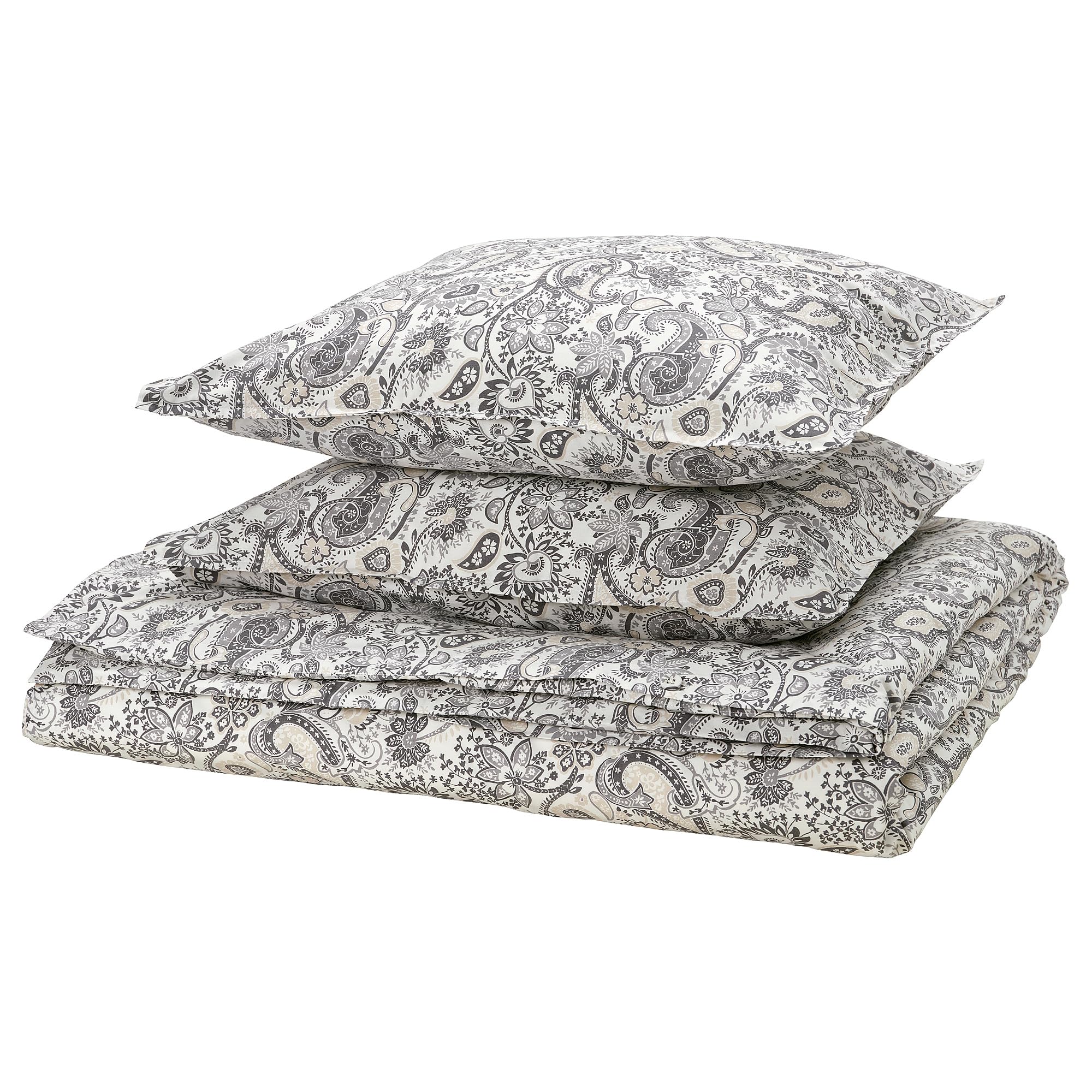 Housse de couette 200x200 parure de lit 2 personnes gris blanc ProTuning RODGERSIA 50x60