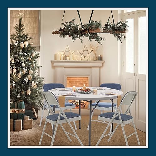 Miniatura 13 de OEF Furnishings Serie OEF2200 - Sillas plegables de doble bisagra acolchadas de tela de alta calidad para servicio pesado (paquete de 4, azul