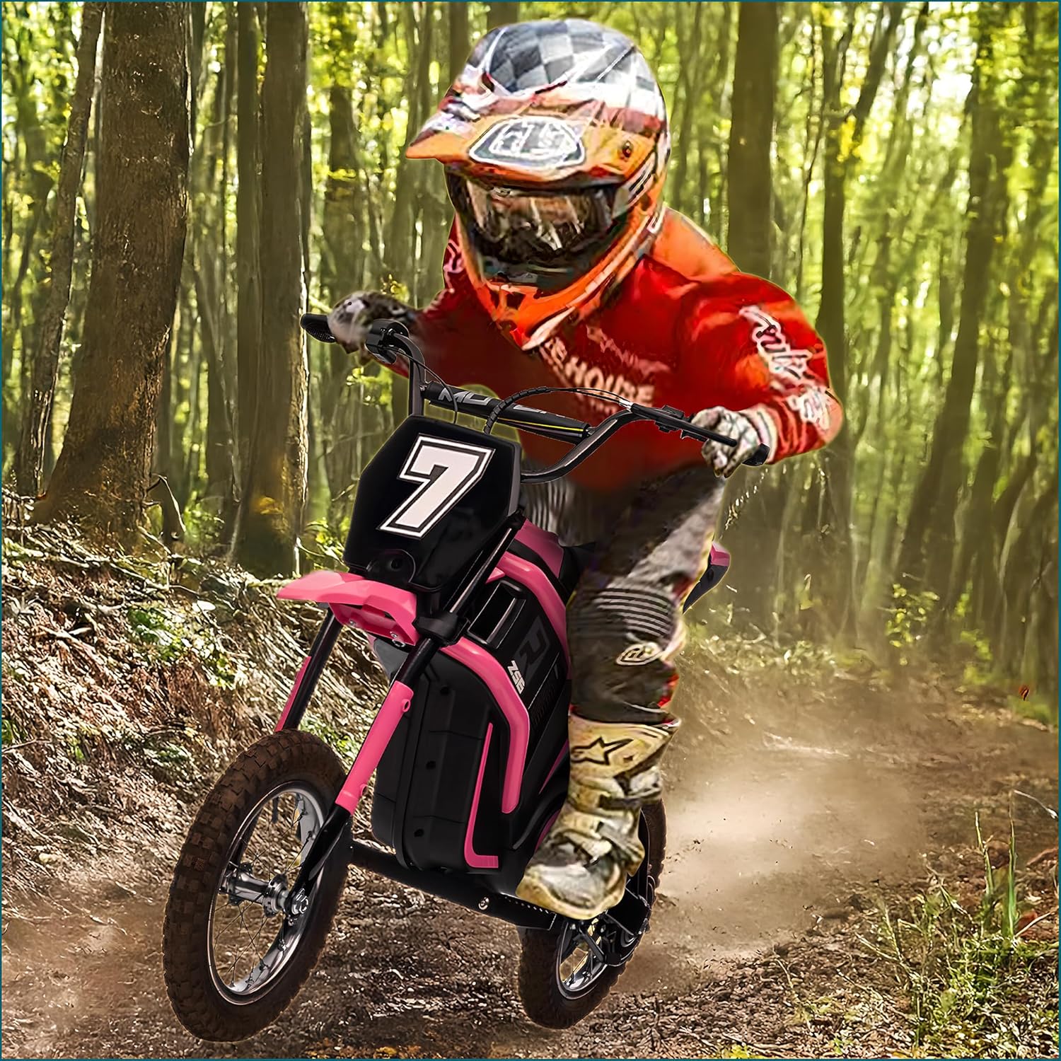 Kids Electric Motorcycle, Rear Suspension, Electric Dirt Bike,350W -Up to 14.29MPH, 2-Speed Modes Motorcycle for Kids Ages 3-10, Max Weight 135 Lbs.Seat Height 18.3 in