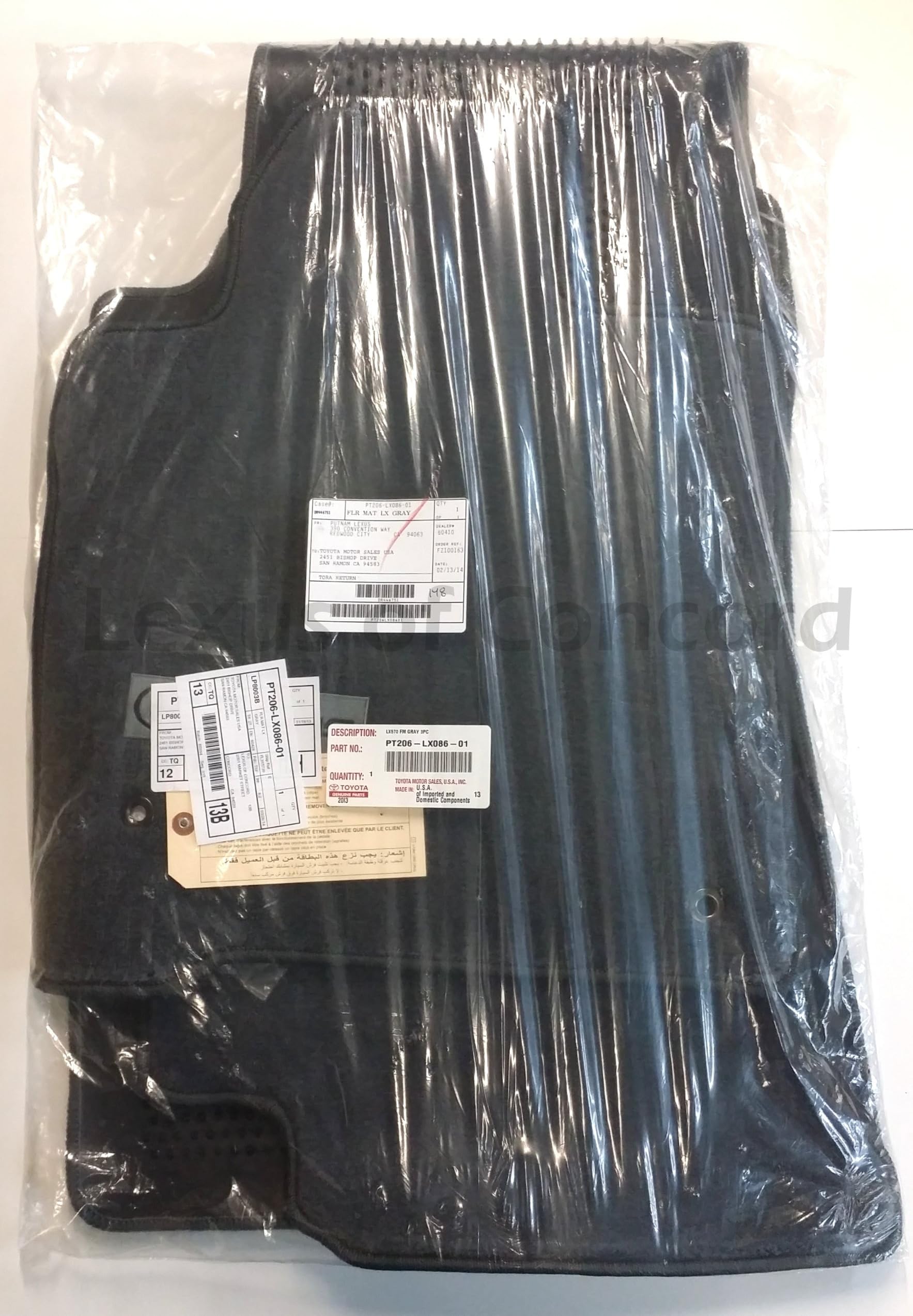 Toyota Genuine Parts PT206-LX086-01 OEM Lexus LX570 Gray Carpet Floor Mat Set