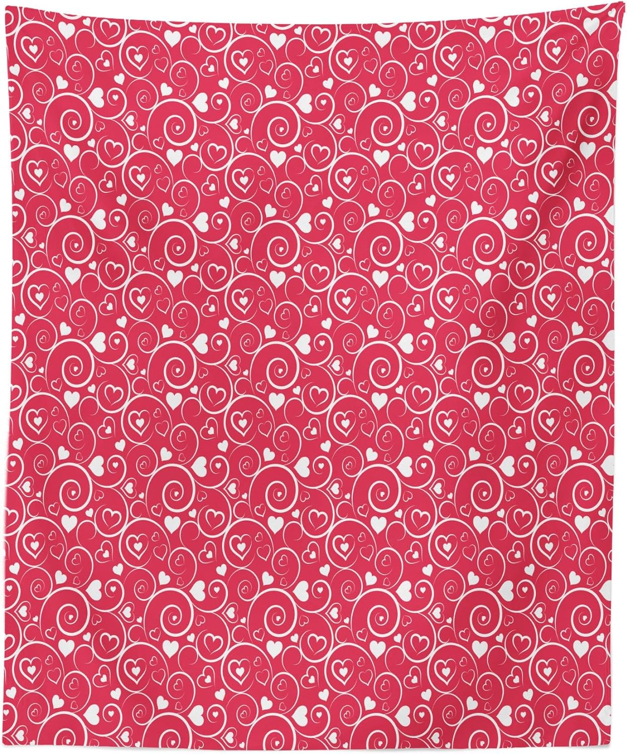 Lunarable Hearts Tapestry, Vibrant Colored Swirls Vortexes with Hearts Love Abstract Valentines Day, Fabric Wall Hanging Decor for Bedroom Living Room Dorm, 23" X 28", Magenta White