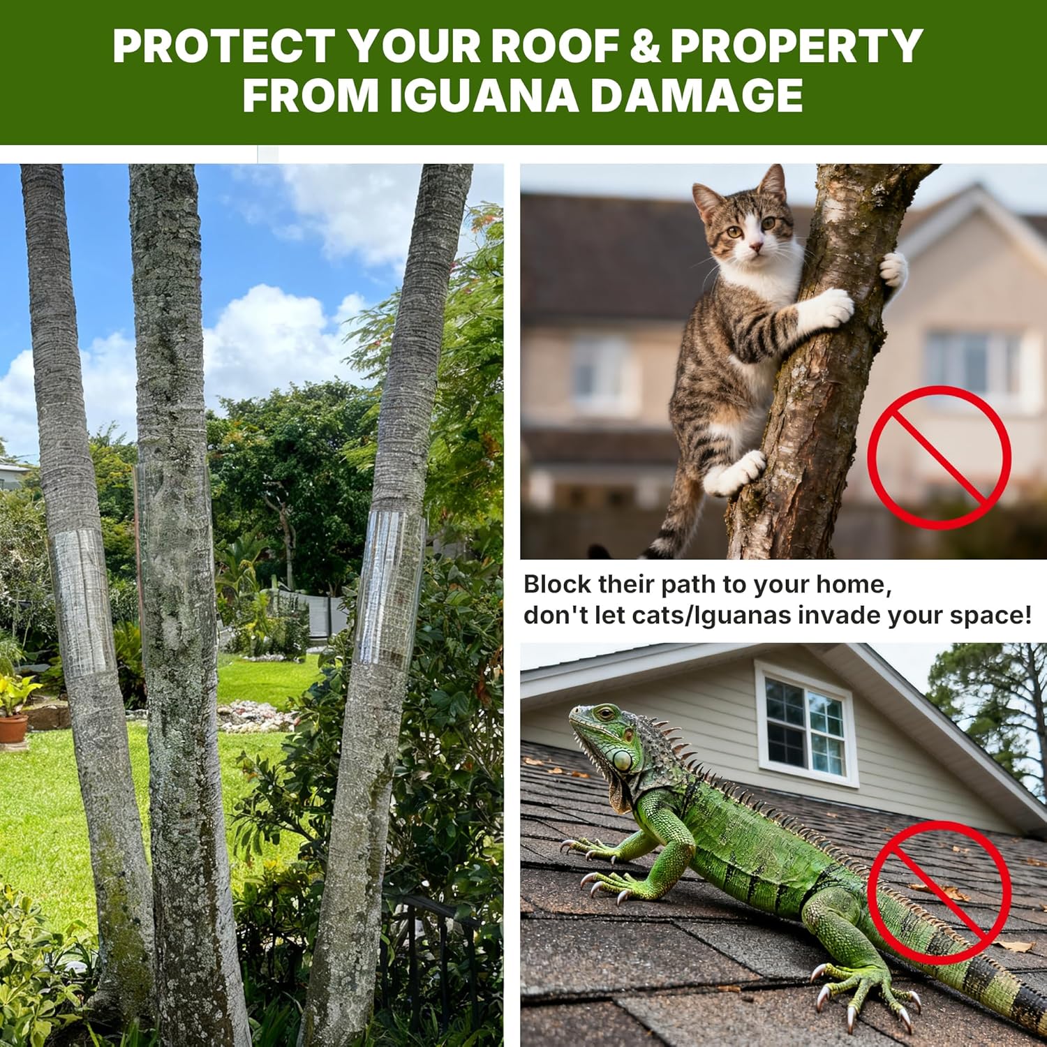 95" L X 16" W 1 Roll PET Plastic Tree Trunk Protector Guard for Iguana Tree Wrap Damaged Bark, Cat Prevention, Including Waterproof Transparent Acrylic Double-Sided Adhesive