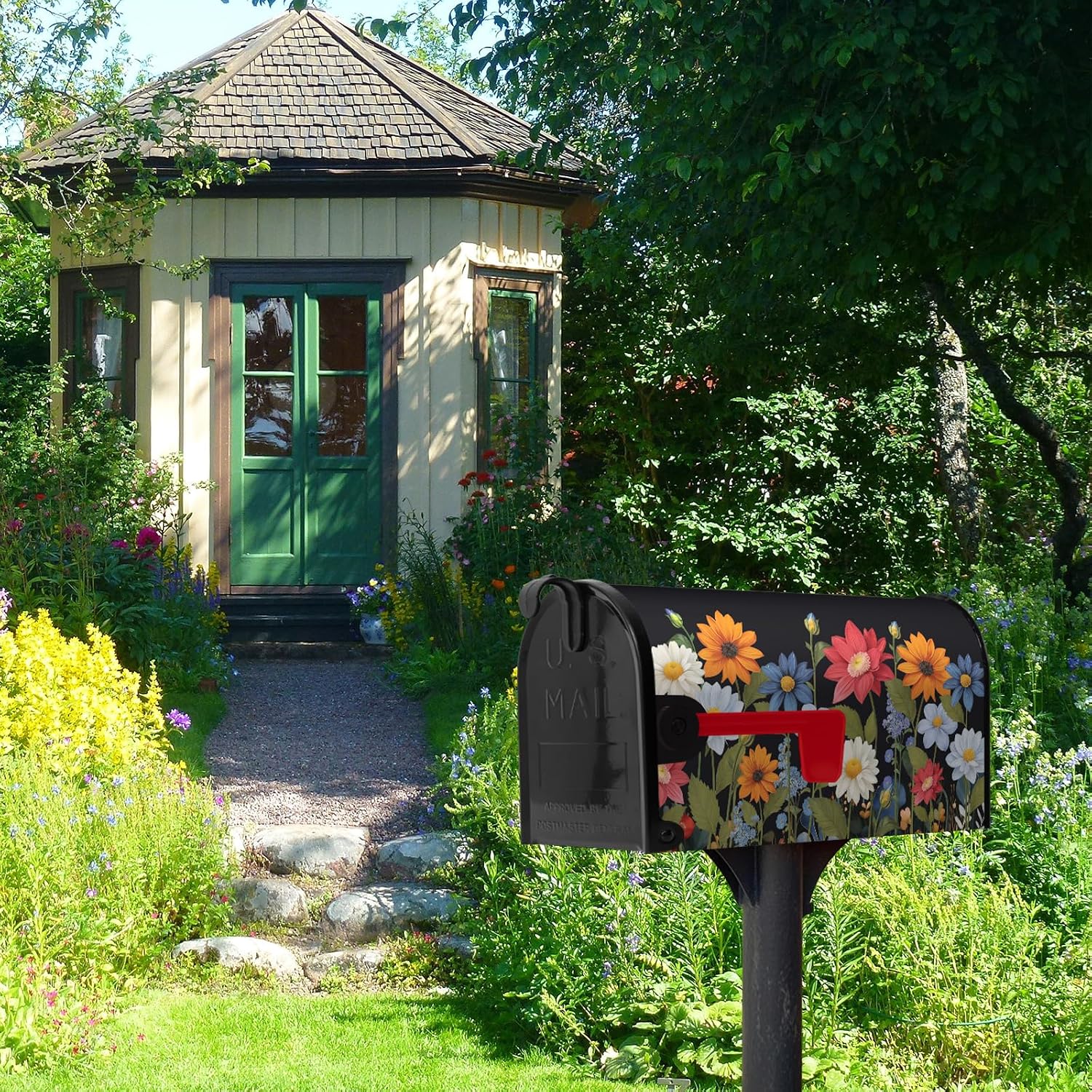 Summer Spring Colorful Daisy Mailbox Covers Magnetic 21x18 Inch Flowers Mailbox Cover Seasonal Floral Letter Post Box Wraps Standard Size for Garden Outside Decoration