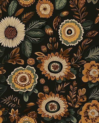 Miniatura 18 de Papel tapiz bohemio para despegar y pegar, 17.5 x 118 pulgadas, papel de pared botánico floral oscuro de vinilo, impermeable, autoadhesivo, papel de