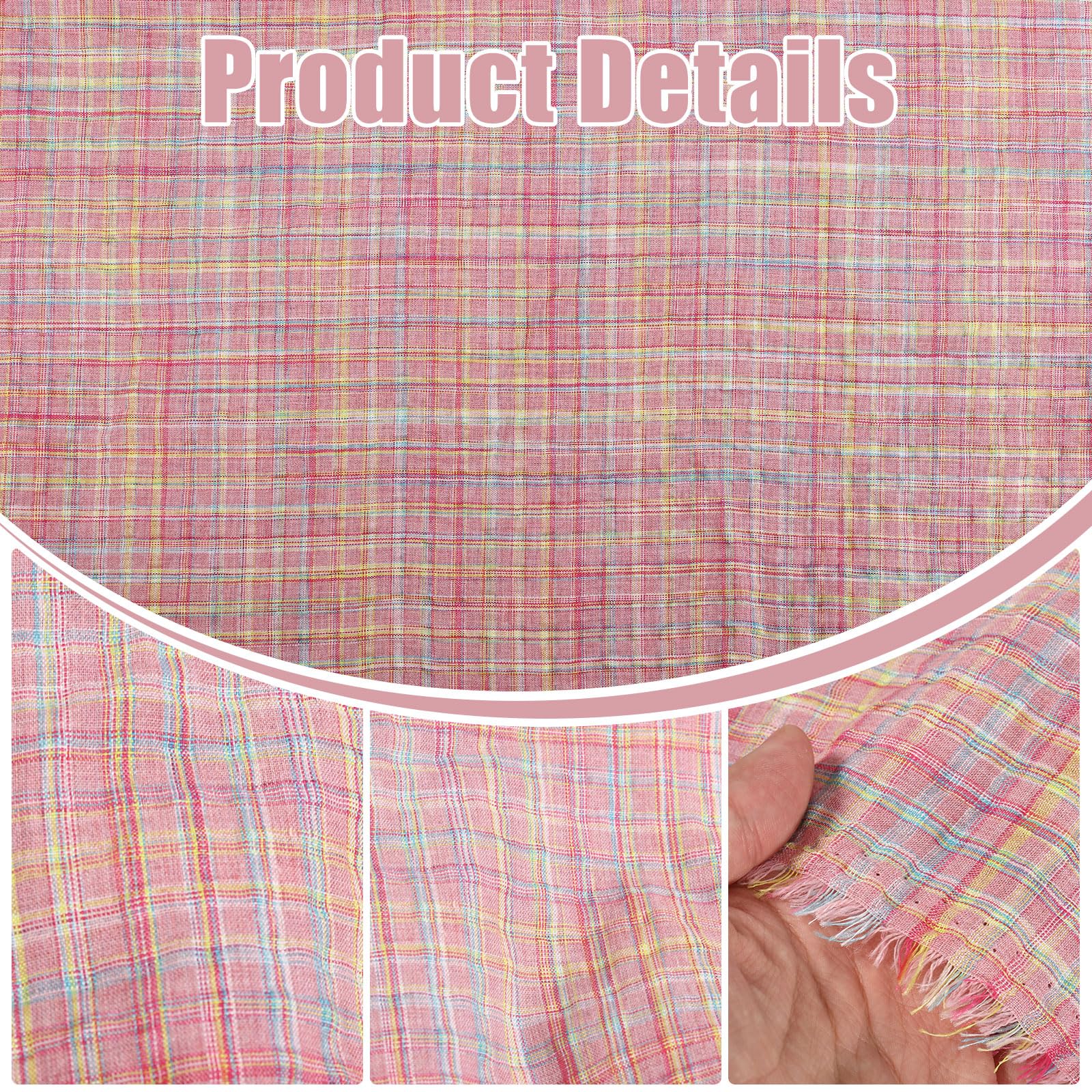 Tissu à carreaux en coton - Rose - 200 x 140 cm - Pour vêtements, décoration d'intérieur et loisirs créatifs