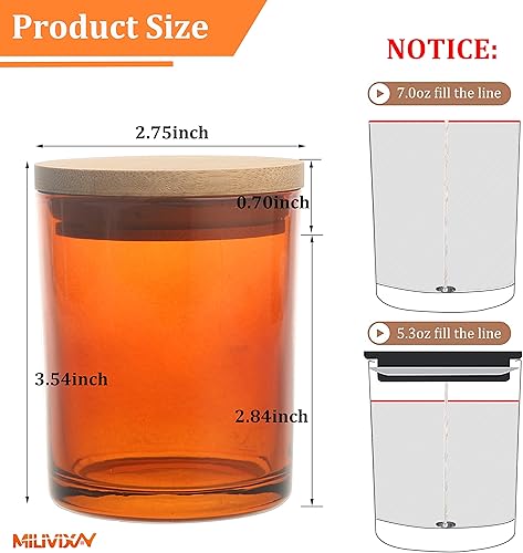 Miniatura 3 de MILIVIXAY Paquete de 12 tarros de vela de vidrio verde mate de 7 onzas con tapas y kits de fabricación de velas, tarros de velas vacíos a granel