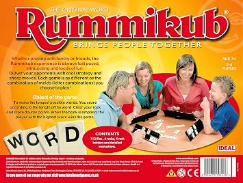 IDEAL Rummikub Word | Word Strategy Board Game | Make The Longest Words You Can | For 2-4 Players | Age 7+ | Perfect for Games Night | Great Gift Idea For Kids & Adults | Great Gift Idea For Christmas