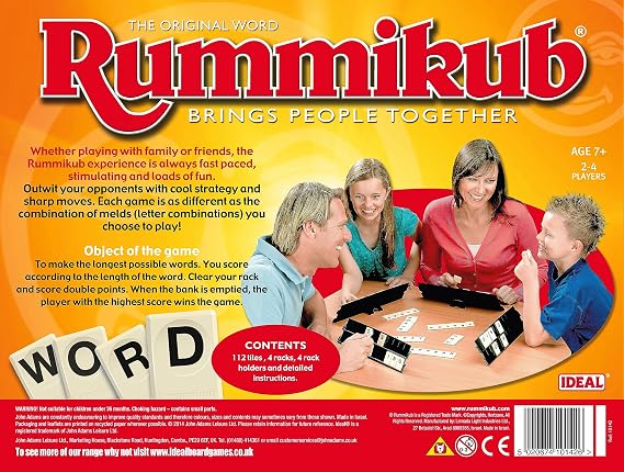 IDEAL Rummikub Word | Word Strategy Board Game | Make The Longest Words You Can | For 2-4 Players | Age 7+ | Perfect for Games Night | Great Gift Idea For Kids & Adults | Great Gift Idea For Christmas