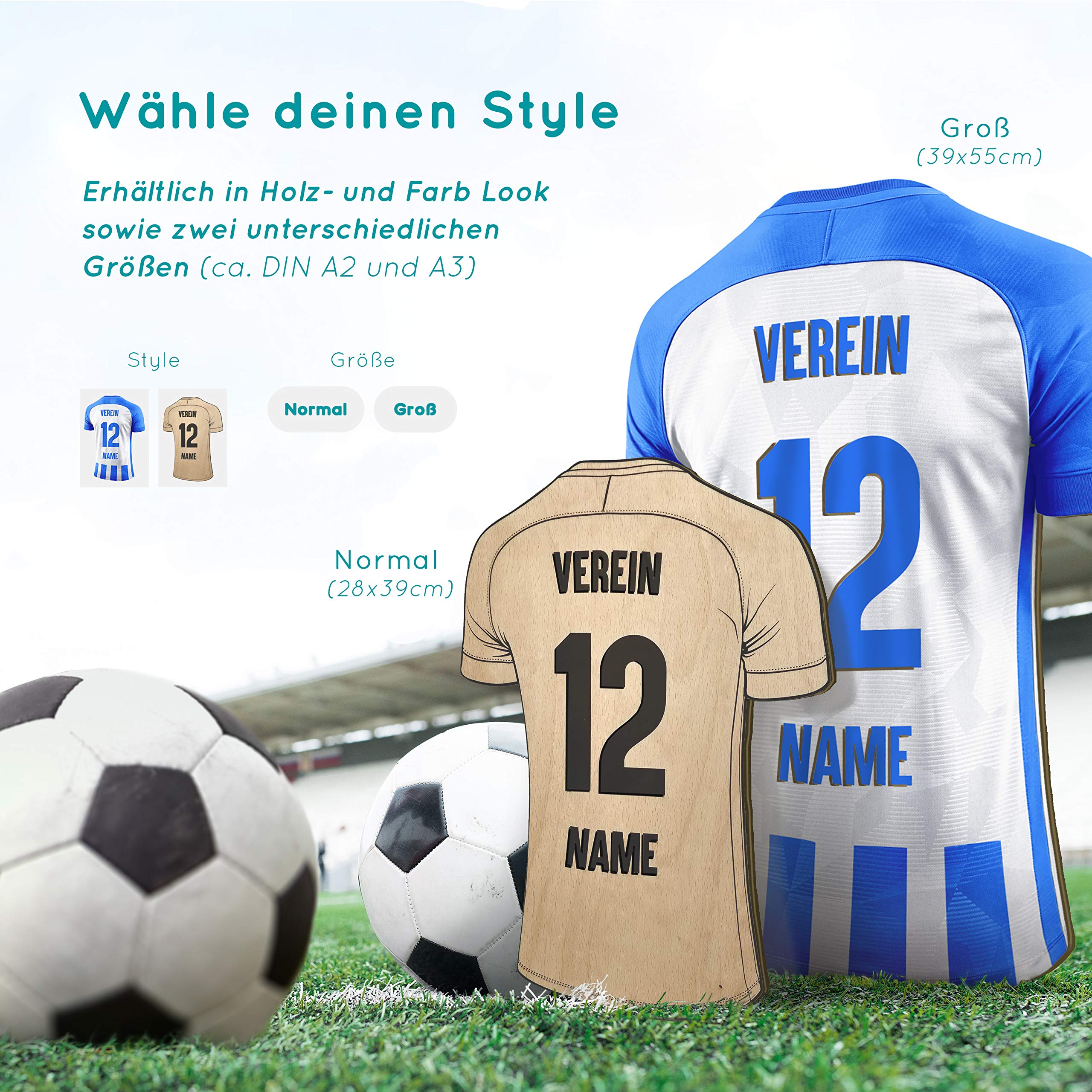 Elbeffekt Trikotlampe für Berlin Fans aus Holz - personalisierbares Geschenk - schenke Dein individuellen Berlin Fanartikel aus Echtholz