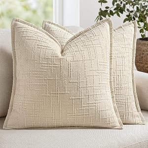 MIULEE Slubby Textured Decorative Throw Pillow Covers Beige 20x20