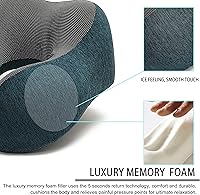 Vista 4 de Almohada de viaje, almohada de cuello 100% espuma viscoelástica con cómoda funda transpirable, kit de viaje en avión, almohada de enfriamiento