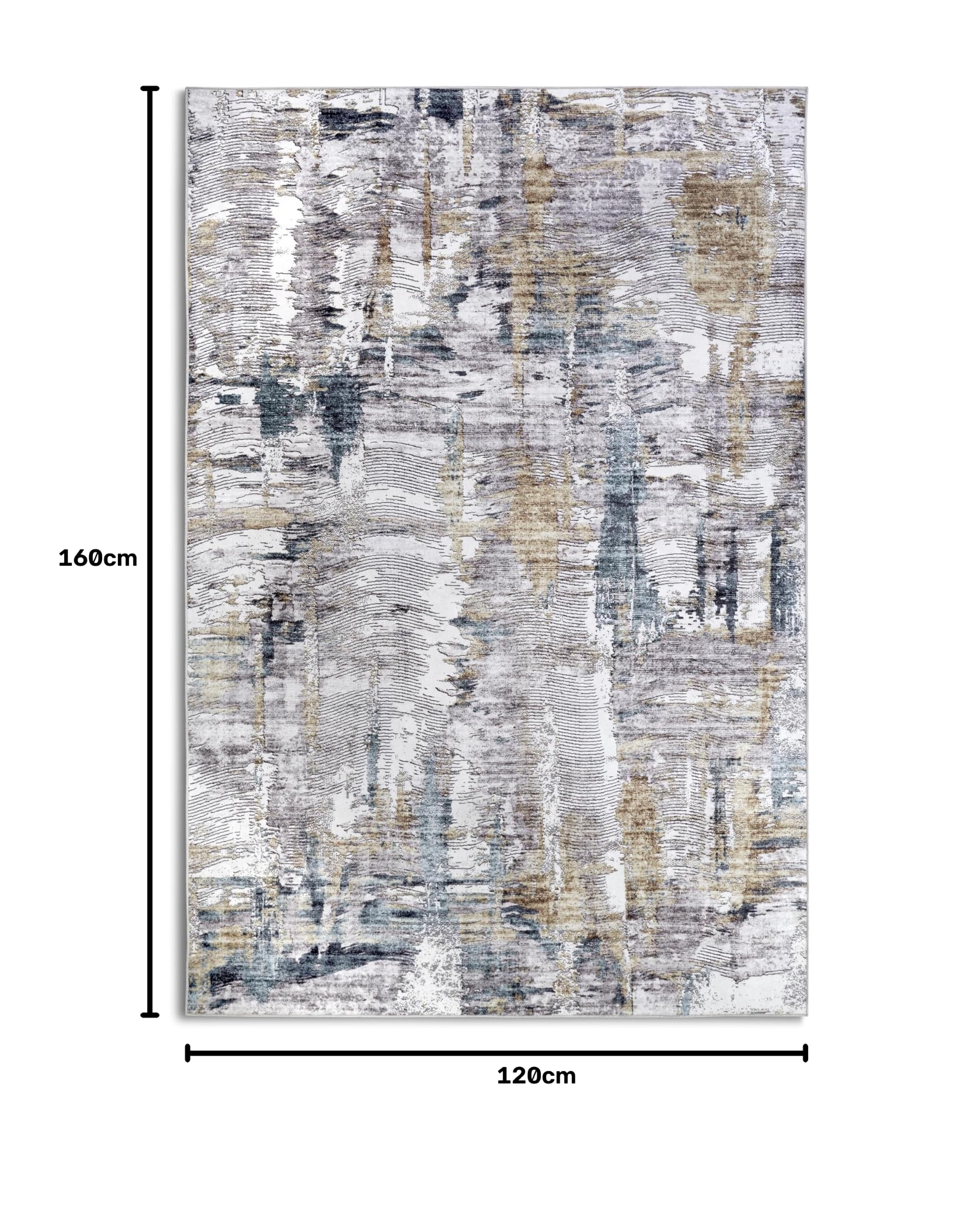 Elle Decor ation Malard Tapis Moderne, Design Abstrait, antidérapant, à Poils Courts, pour Chambre à Coucher, Salle à Manger, Salon, Couloir, Cuisine - Saphier doré, 120 x 160 cm