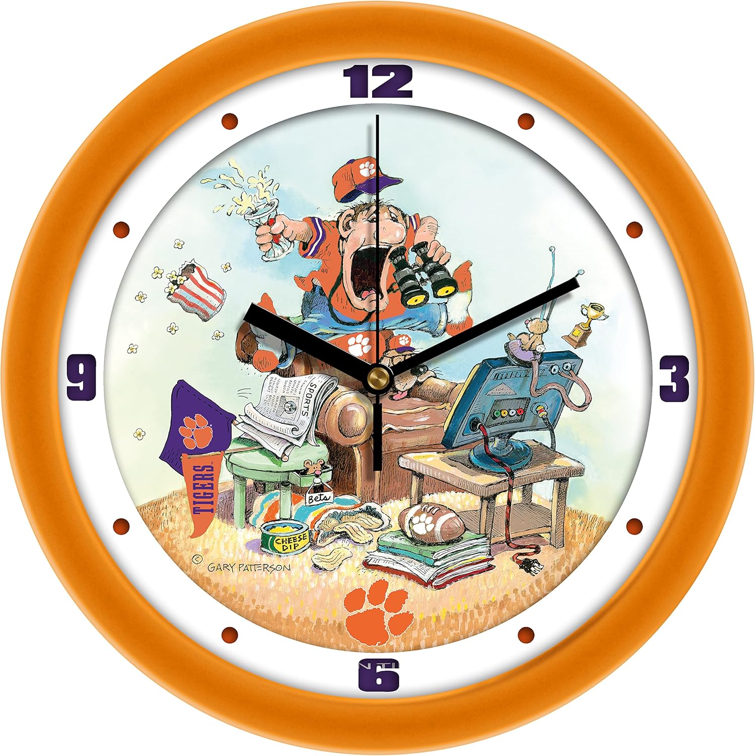 SunTime Clemson Tigers Football Wall Clock - The Fan by Gary Patterson - 11.5"