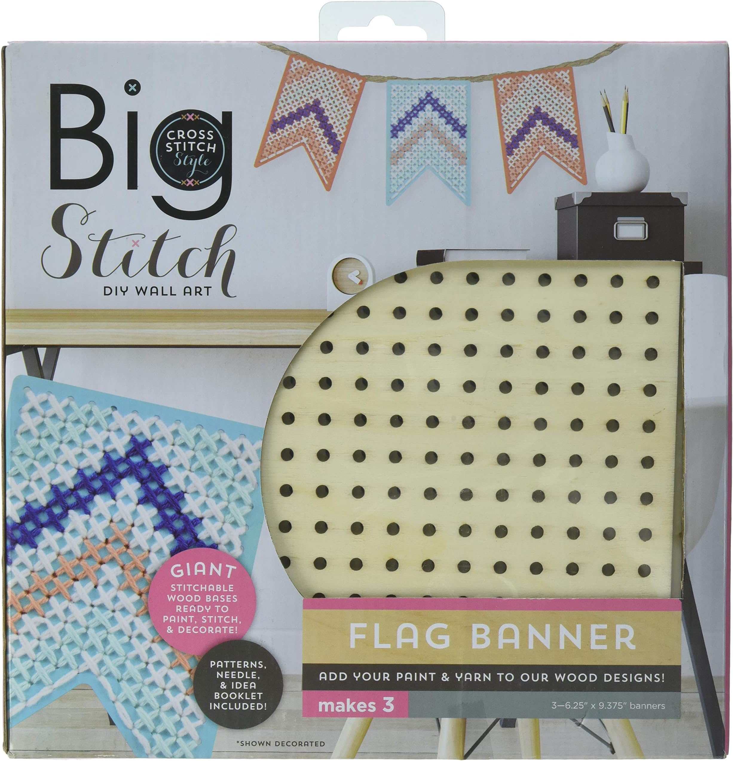 3 Birds Flag Banner Cross Style Big Stitch Kit 3/Pkg
