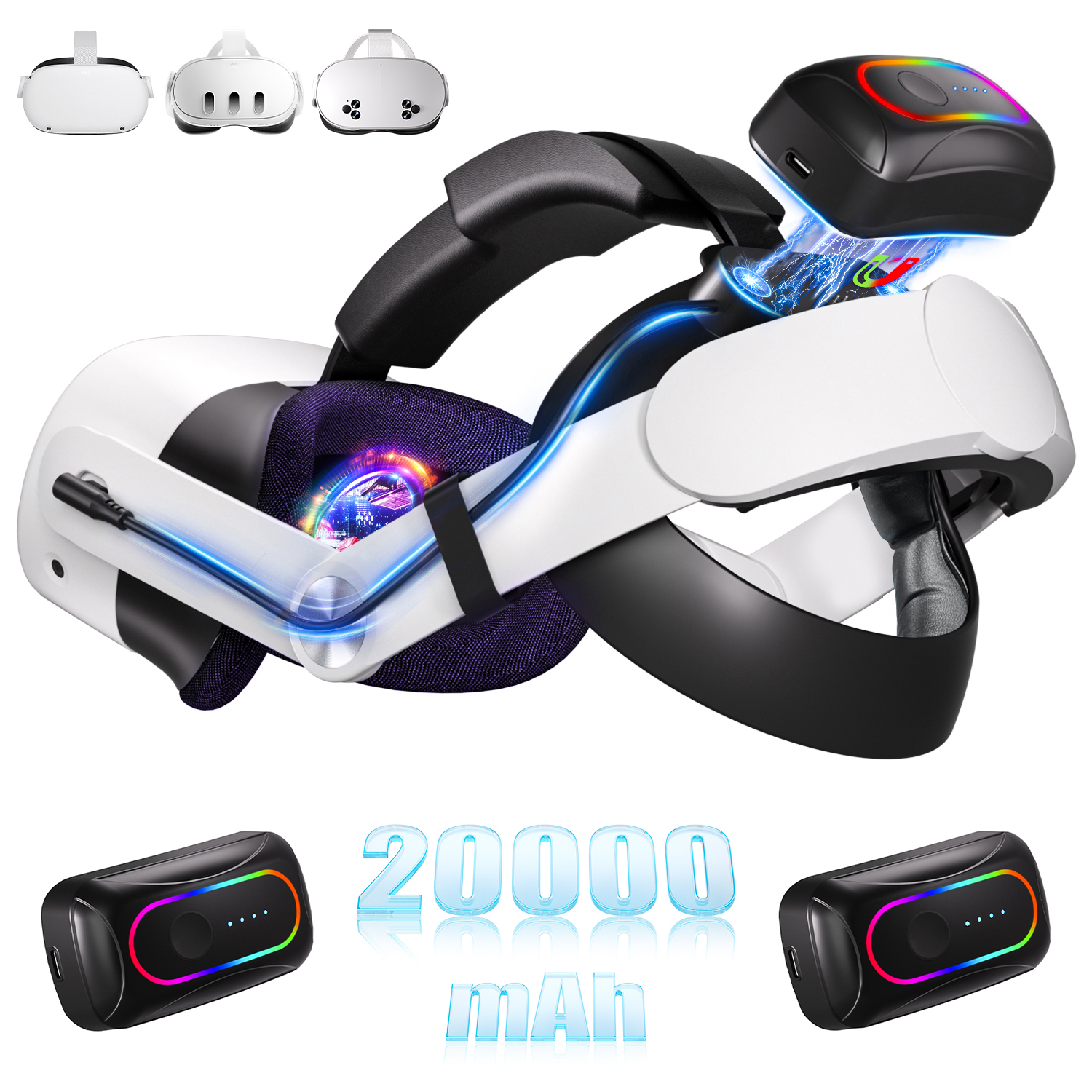 RGB Head Strap with Battery [c26010142]Oculus Quest 64GB VR ヘッド 